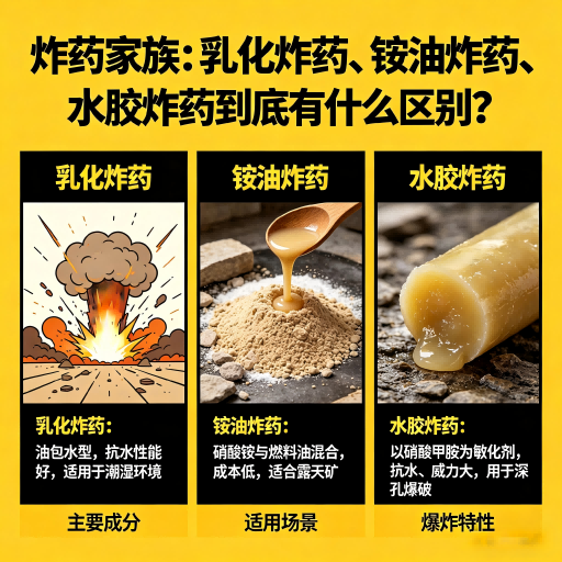 前郭炸药家族：乳化炸药、铵油炸药、水胶炸药到底有什么区别？